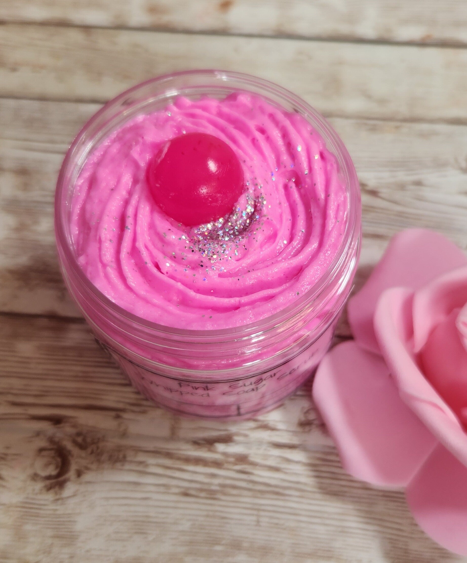 Pink Sugar Whipped Foaming Sugar Scrub. Exfoliating Body Wash & Scrub. All Natural Shea Butter Whipped Soap and Shaving Cream - Glamorous Beauty & Boutique