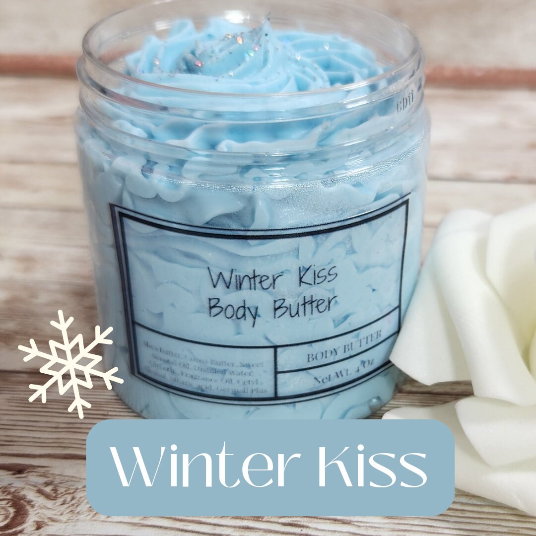 Winter Kiss Whipped Body Butter. Handmade Shea & Cocoa Butter Body Frosting. All Natural Non Greasy Emulsified Body Butter - Glamorous Beauty & Boutique