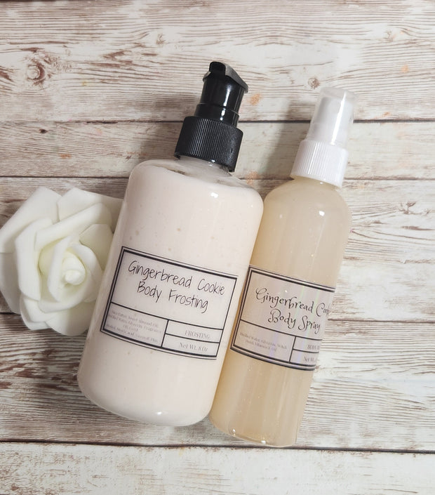 Gingerbread Cookie Bath & Body Gift Box. All Natural Shea Butter Body Frosting and Hydrating Body Spray. Body Lotion and Body Mist Gift Set - Glamorous Beauty & Boutique