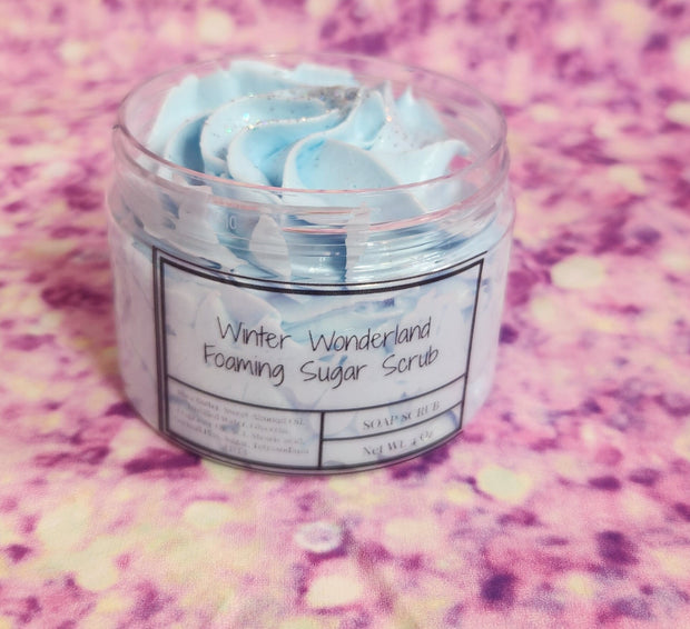 Winter Wonderland Whipped Foaming Shea Butter Sugar Scrub. Exfoliating Body Wash & Scrub. All Natural Whipped Soap Scrub. Shaving Cream. - Glamorous Beauty & Boutique