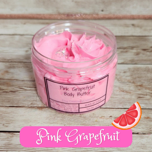 Pink Grapefruit Whipped Body Butter. Handmade Shea, Avocado & Mango Butter Body Frosting. All Natural Non Greasy Body Butter - Glamorous Beauty & Boutique