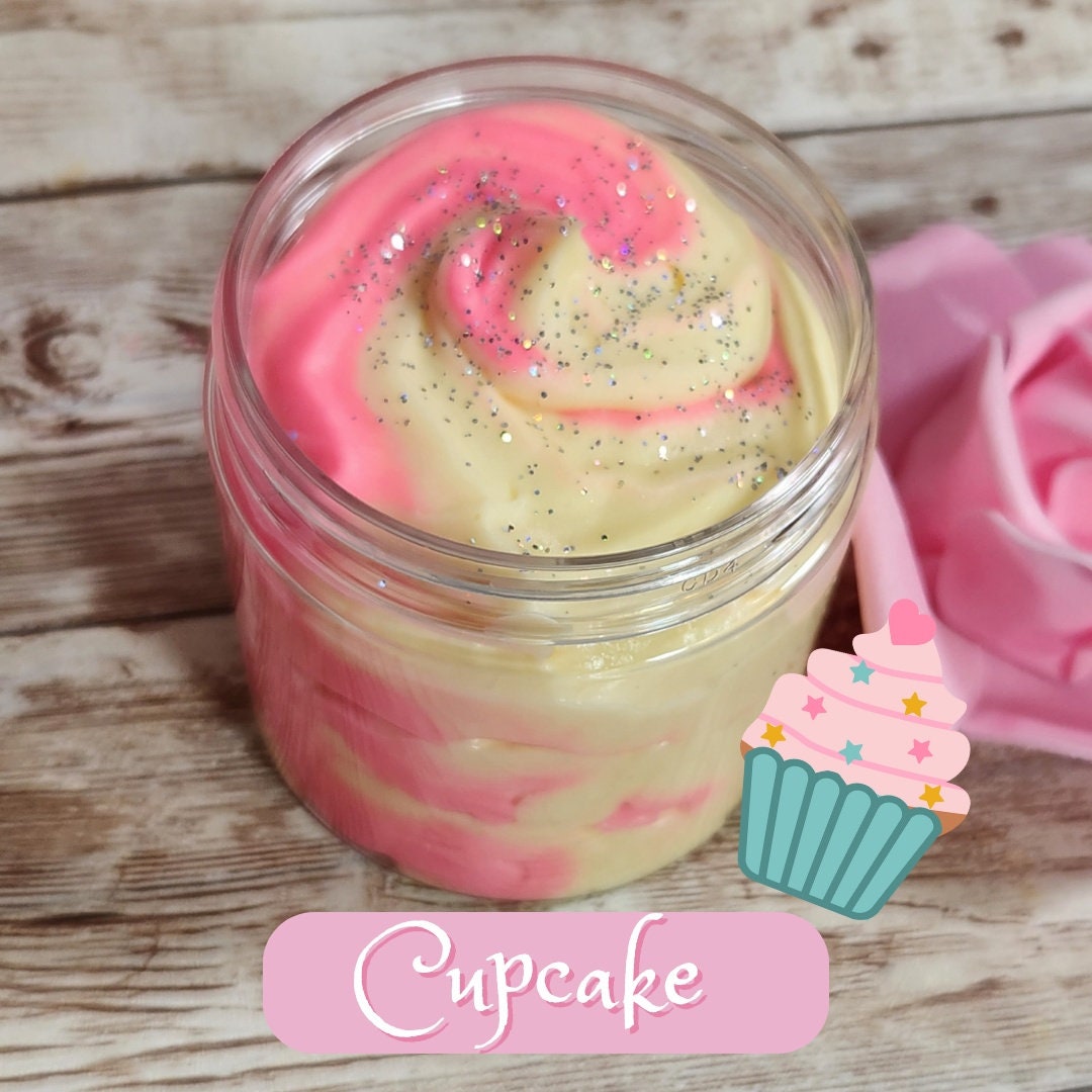 Cupcake Whipped Body Butter. Handmade Shea & Mango Butter Body Frosting. All Natural Non Greasy Emulsified Body Butter - Glamorous Beauty & Boutique