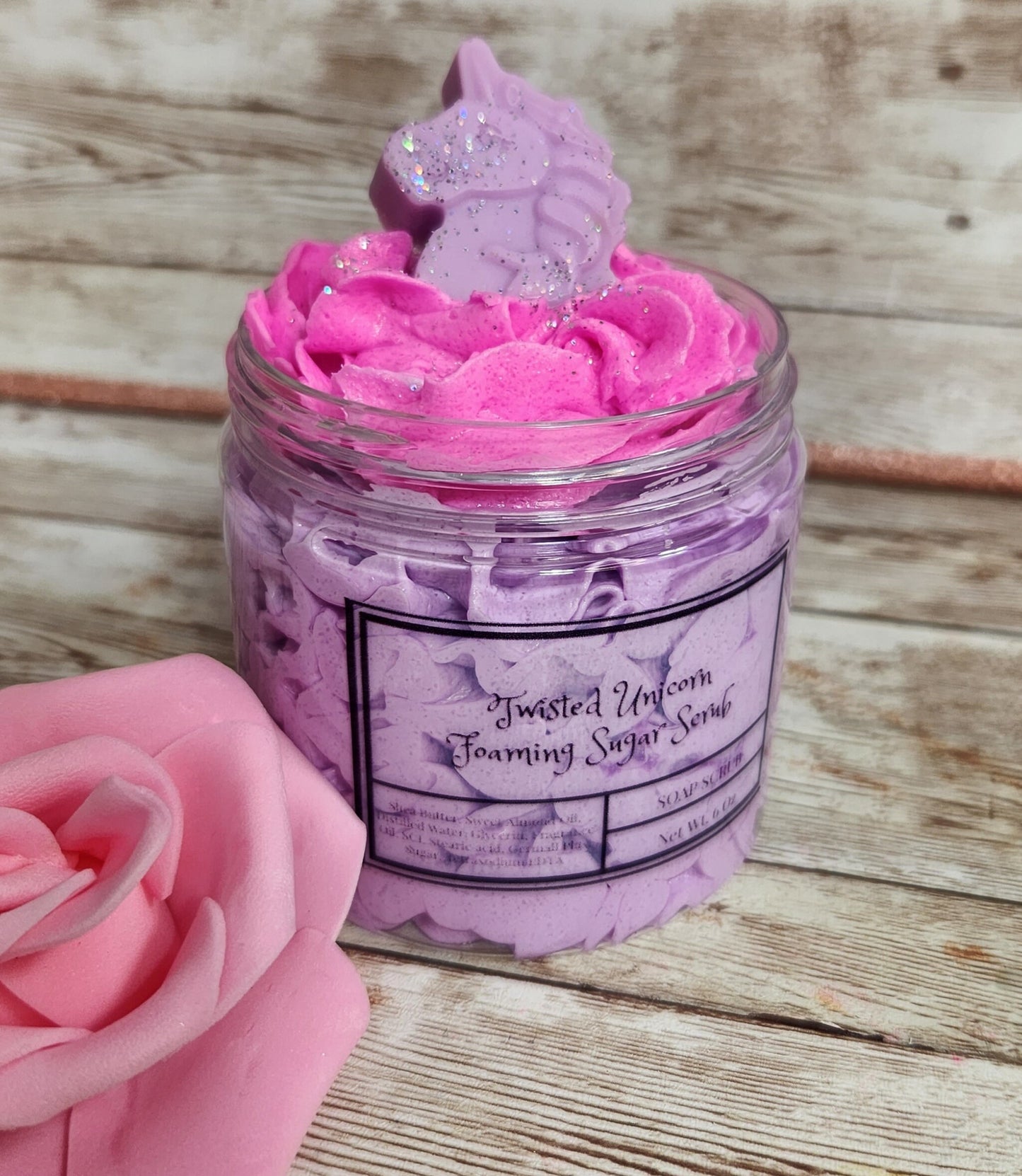 Twisted Unicorn Exfoliating Whipped Shea Butter Sugar Scrub. Handmade Whipped Soap & Body Scrub. All Natural Soap Scrub/ Shaving Cream - Glamorous Beauty & Boutique