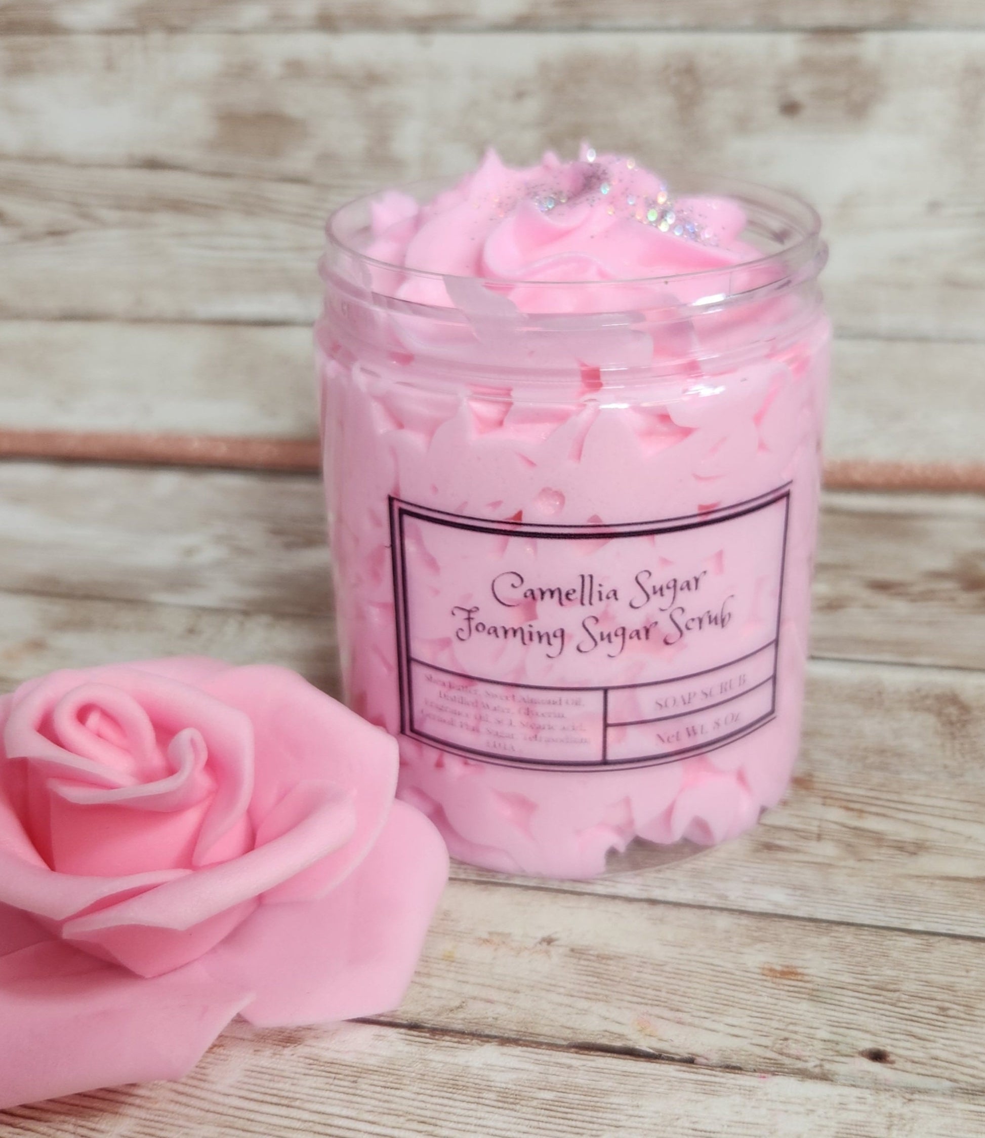 Camellia Sugar Whipped Foaming Sugar Scrub. Exfoliating Body Wash & Scrub. All Natural Shea Butter Whipped Soap Scrub and Shaving Cream. - Glamorous Beauty & Boutique