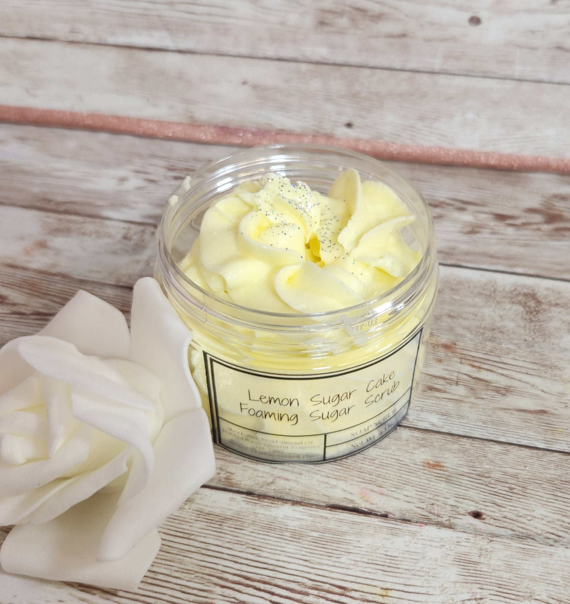 Lemon Sugar Cake Foaming Sugar Scrub. Exfoliating Shea Butter Sugar Scrub. Handmade Whipped Soap & Body Scrub in One. Whipped Soap Scrub - Glamorous Beauty & Boutique