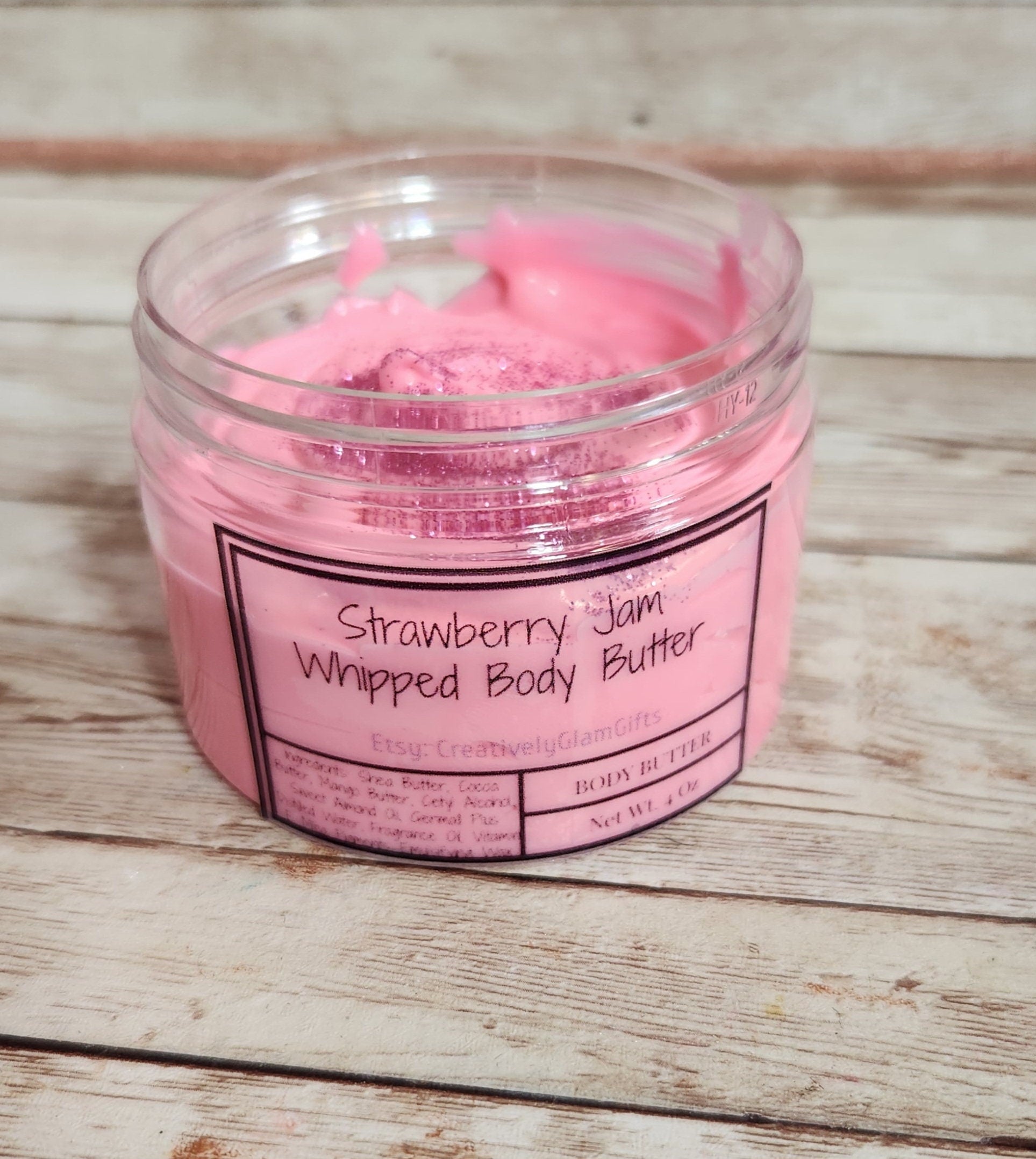 Strawberry Jam Whipped Body Butter. Handmade Shea, Mango & Cocoa Butter Body Frosting. All Natural Non Greasy Emulsified Body Butter - Glamorous Beauty & Boutique