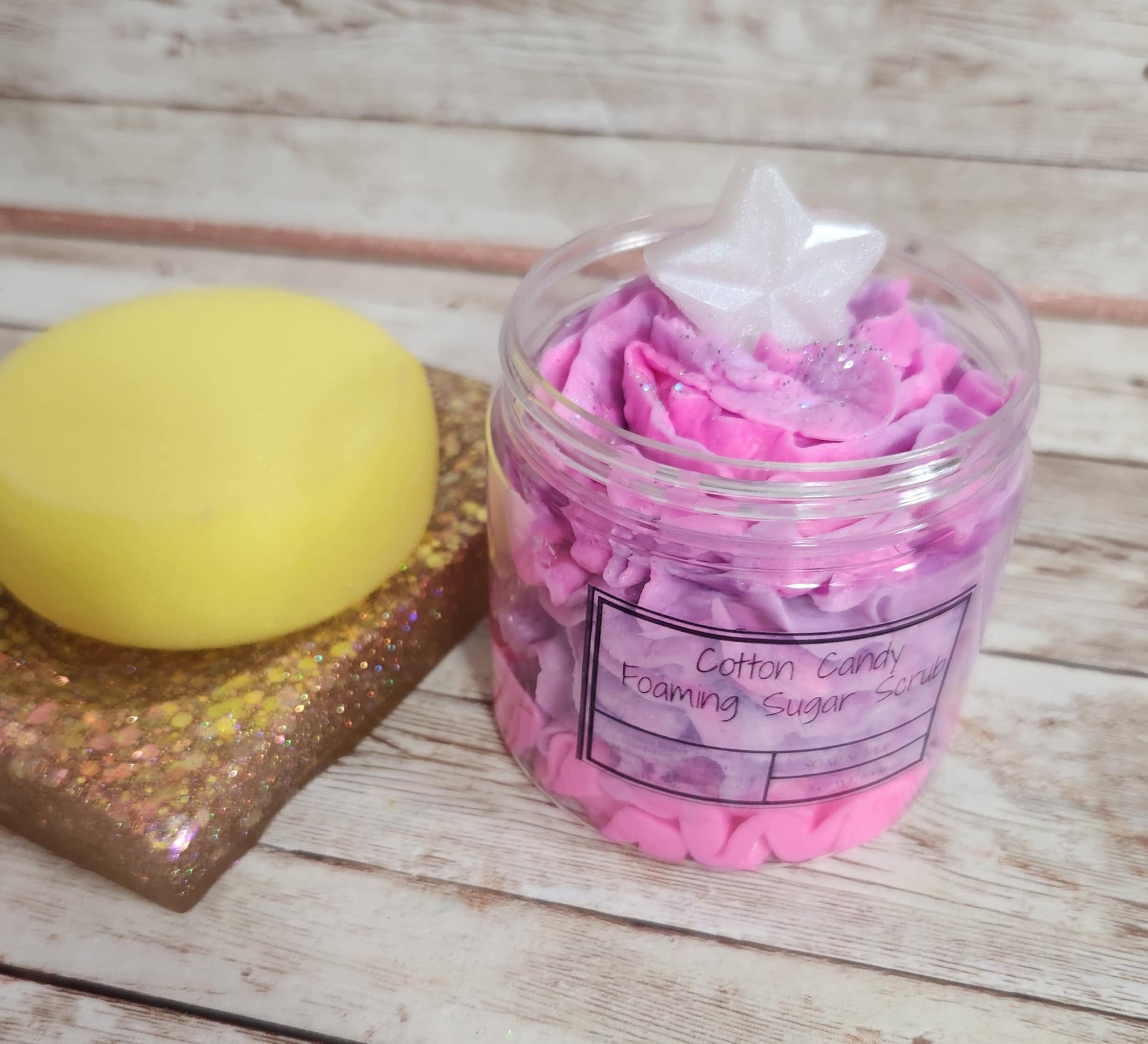 Cotton Candy Whipped Foaming Shea Butter Sugar Scrub. Exfoliating Body Wash & Scrub. All Natural Shea Butter Whipped Soap. Shaving Cream. - Glamorous Beauty & Boutique