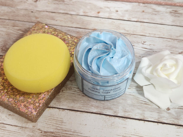 Winter Wonderland Whipped Foaming Shea Butter Sugar Scrub. Exfoliating Body Wash & Scrub. All Natural Whipped Soap Scrub. Shaving Cream. - Glamorous Beauty & Boutique