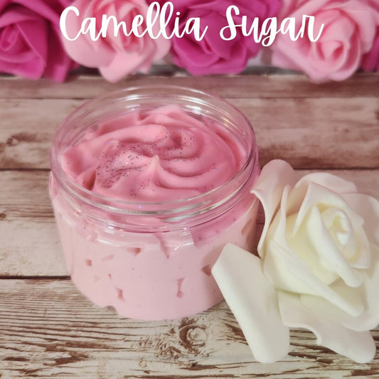 Camellia Sugar Whipped Body Butter. Handmade Shea, Mango & Cocoa Butter Body Frosting. All Natural Non Greasy Organic Body Butter - Glamorous Beauty & Boutique