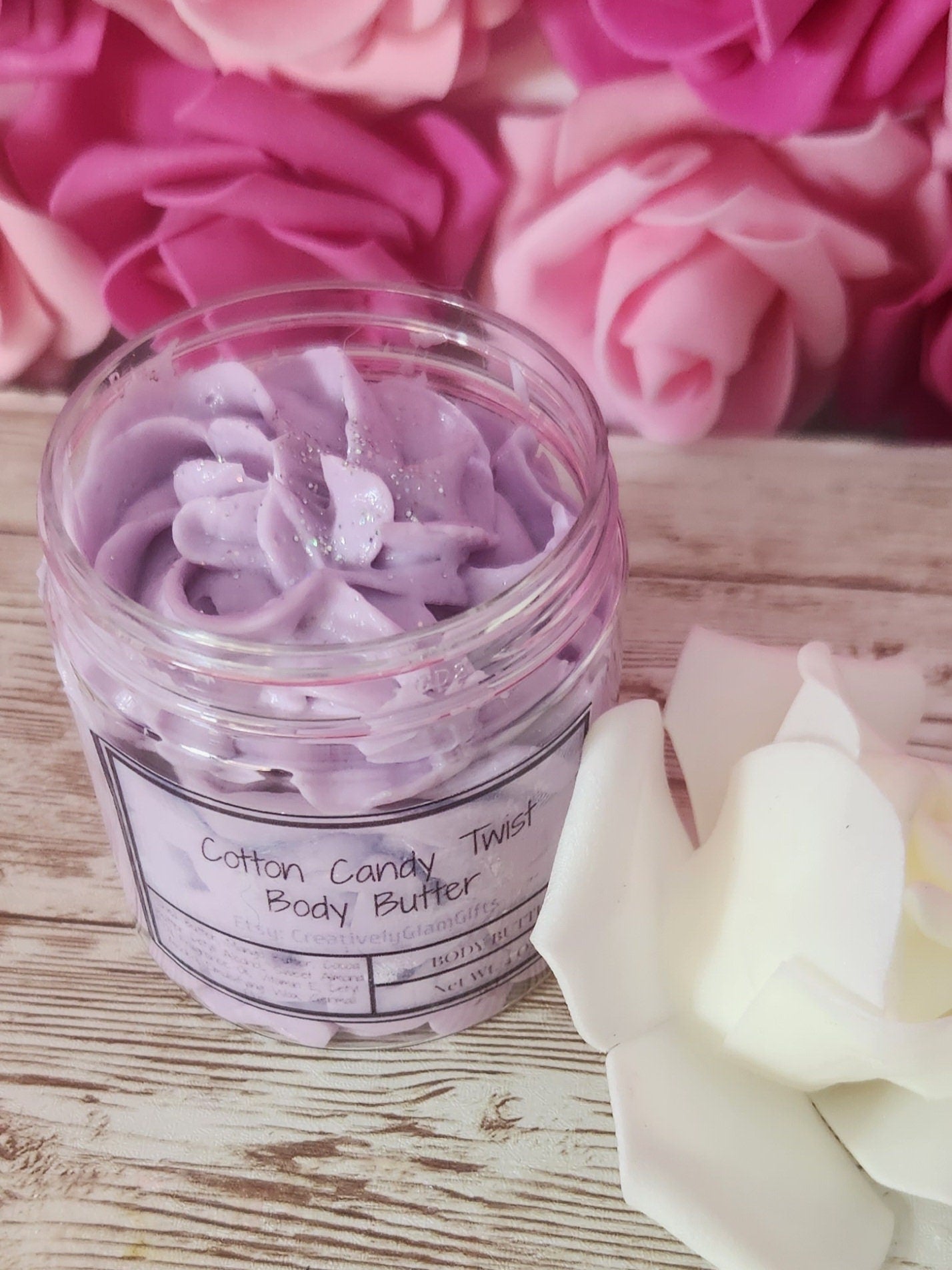 Cotton Candy Twist Whipped Body Butter. Handmade Shea & Cocoa Butter Body Frosting. All Natural Non Greasy Body Butter - Glamorous Beauty & Boutique