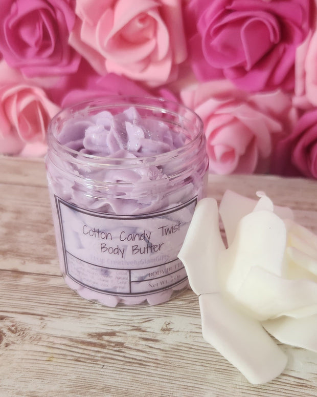 Cotton Candy Twist Bath and Body Gift Set. Handmade Whipped Body Butter, Whipped Shea Butter Sugar Scrub & Body Spray Gift Box. - Glamorous Beauty & Boutique