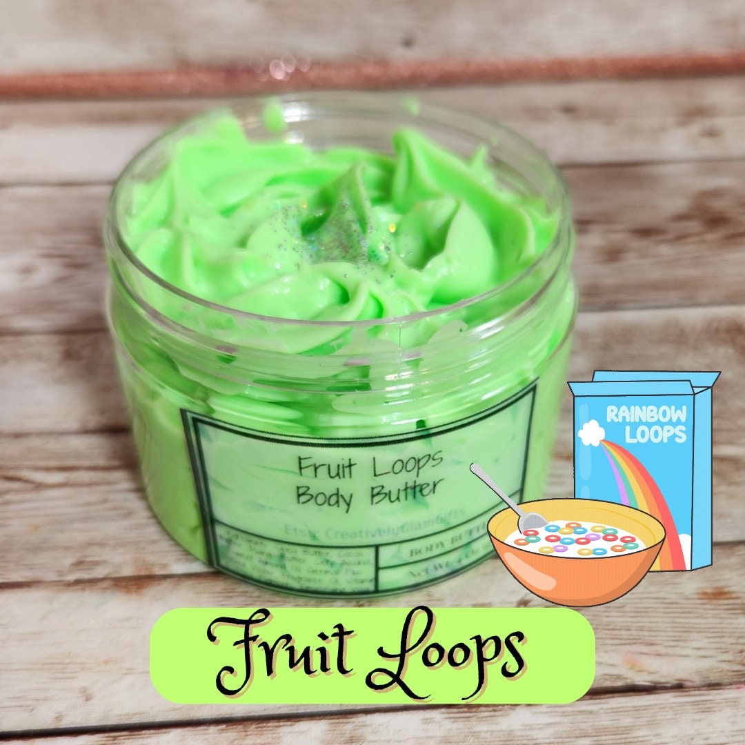 Fruit Loops Whipped Body Butter. Handmade Shea, Cocoa & Mango Butter Body Frosting. All Natural Non Greasy Emulsified Body Butter - Glamorous Beauty & Boutique