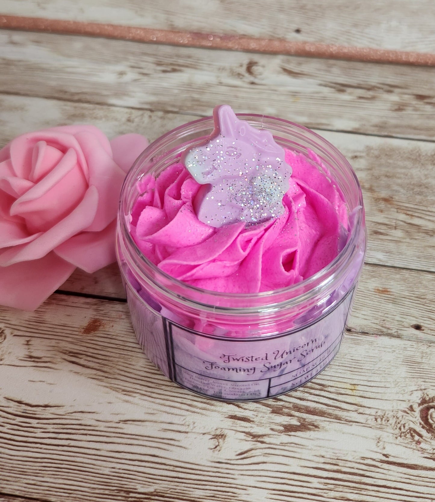 Twisted Unicorn Exfoliating Whipped Shea Butter Sugar Scrub. Handmade Whipped Soap & Body Scrub. All Natural Soap Scrub/ Shaving Cream - Glamorous Beauty & Boutique