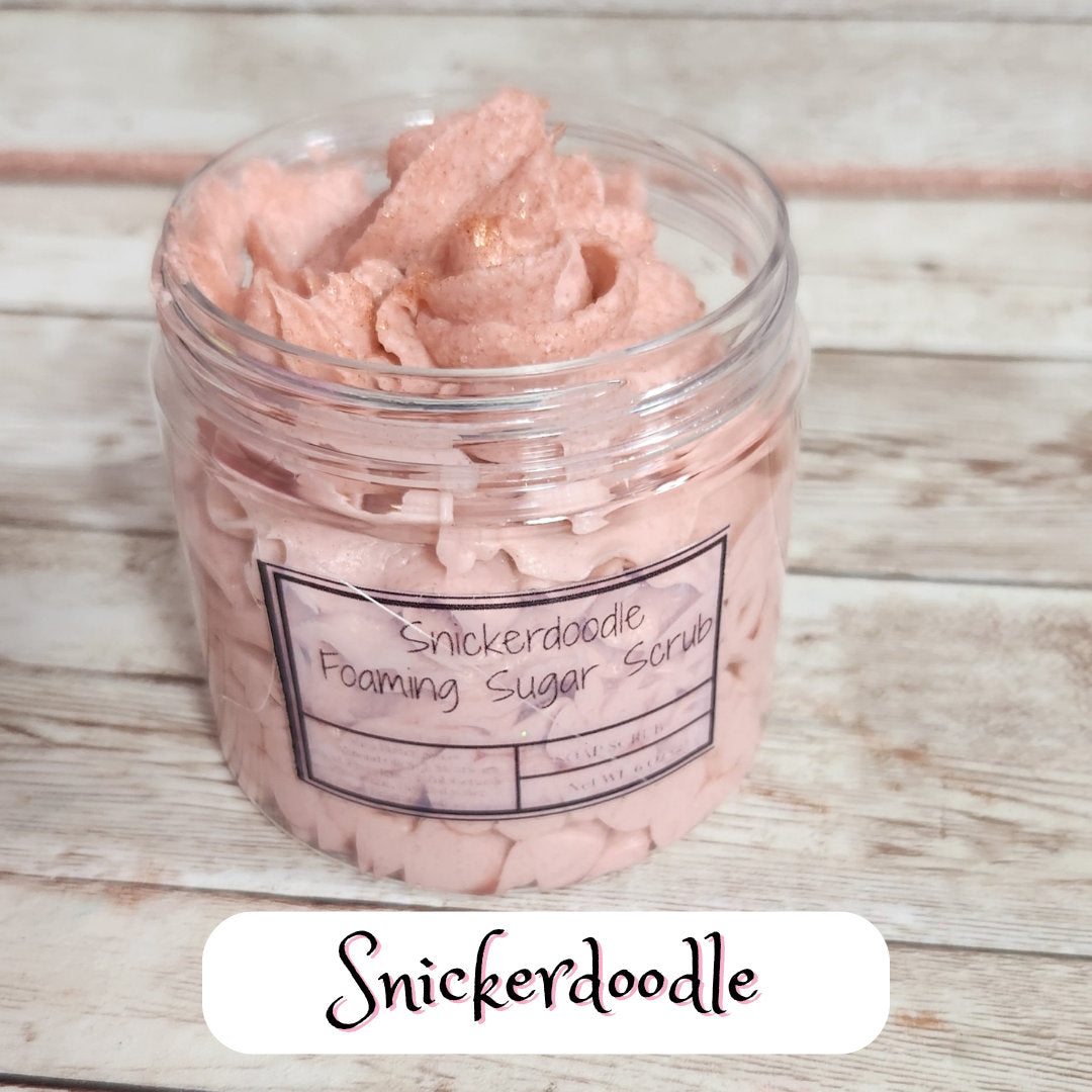 Snickerdoodle Exfoliating Whipped Shea Butter Sugar Scrub. Handmade Whipped Soap & Body Scrub in One. All Natural Soap Scrub/ Shaving Cream - Glamorous Beauty & Boutique