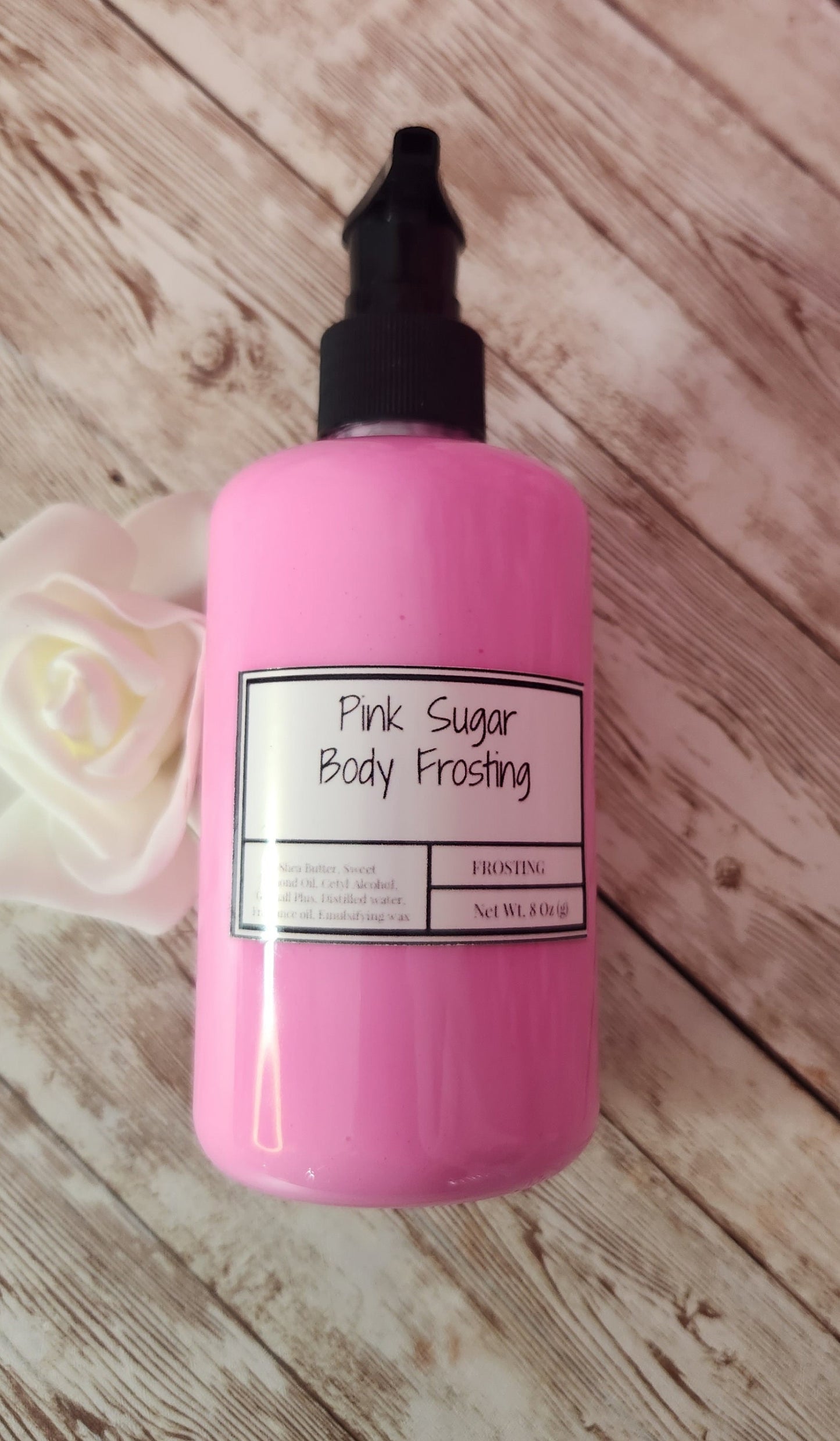 Pink Sugar Whipped Shea Butter Moisturizer. Handmade Shea Butter Body Frosting. All Natural Hand and Body Lotion 8 oz - Glamorous Beauty & Boutique