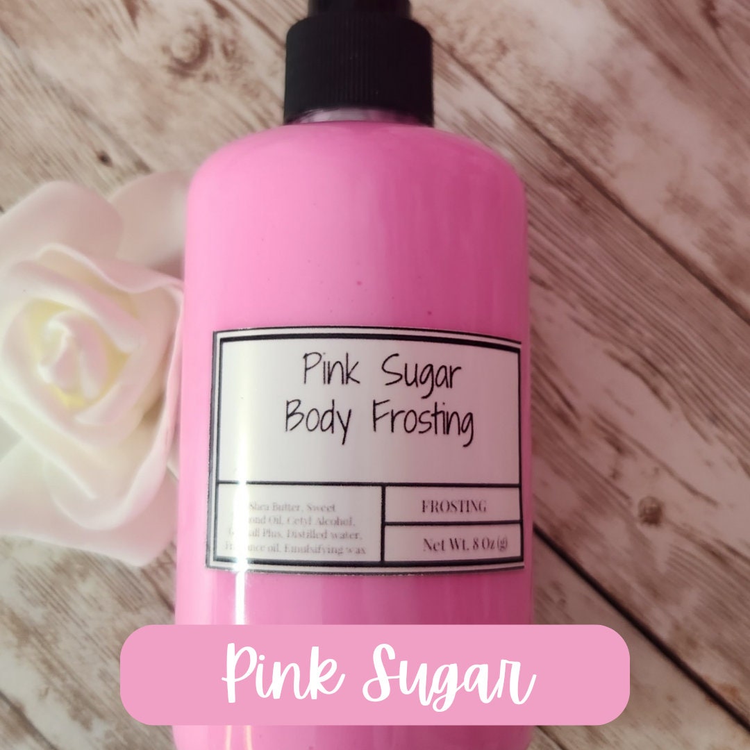 Pink Sugar Whipped Shea Butter Moisturizer. Handmade Shea Butter Body Frosting. All Natural Hand and Body Lotion 8 oz - Glamorous Beauty & Boutique