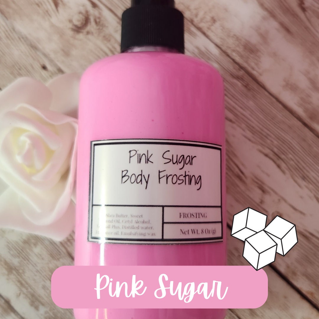 Pink Sugar Whipped Shea Butter Moisturizer. Handmade Shea Butter Body Frosting. All Natural Hand and Body Lotion 8 oz - Glamorous Beauty & Boutique