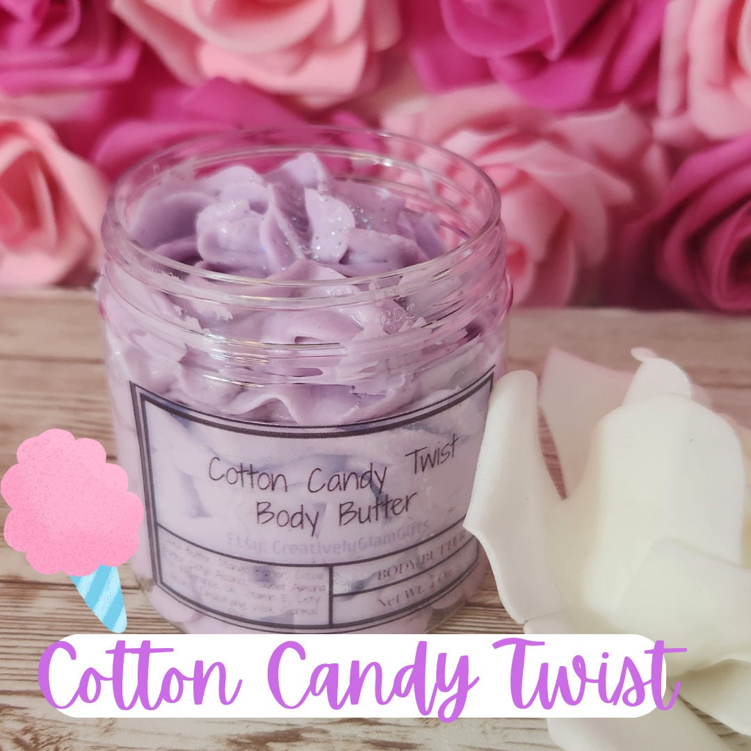 Cotton Candy Twist Whipped Body Butter. Handmade Shea & Cocoa Butter Body Frosting. All Natural Non Greasy Body Butter - Glamorous Beauty & Boutique