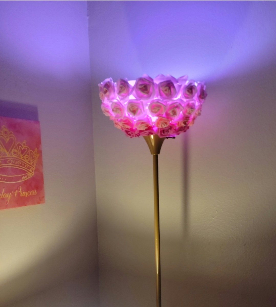 Light Pink, Pink & Dark Pink Rose Floor Lamp. Glam Home Decor. Rose Lamp. - Glamorous Beauty & Boutique