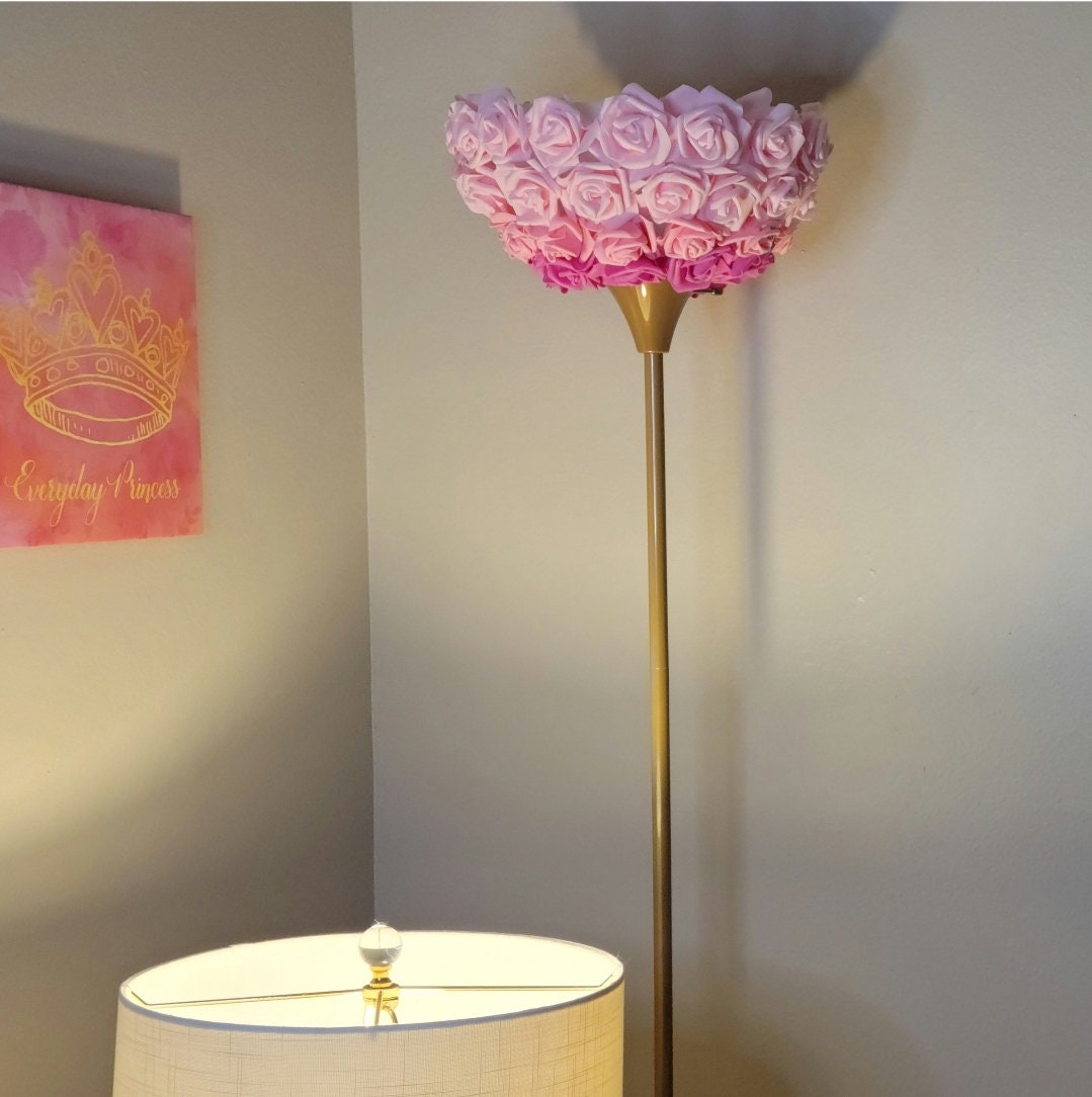 Light Pink, Pink & Dark Pink Rose Floor Lamp. Glam Home Decor. Rose Lamp. - Glamorous Beauty & Boutique