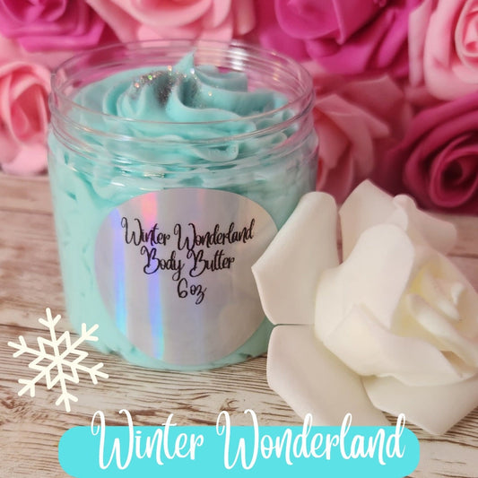 Winter Wonderland Whipped Body Butter. Handmade Shea, Cocoa & Mango Butter Body Frosting. All Natural Non Greasy Emulsified Body Butter - Glamorous Beauty & Boutique