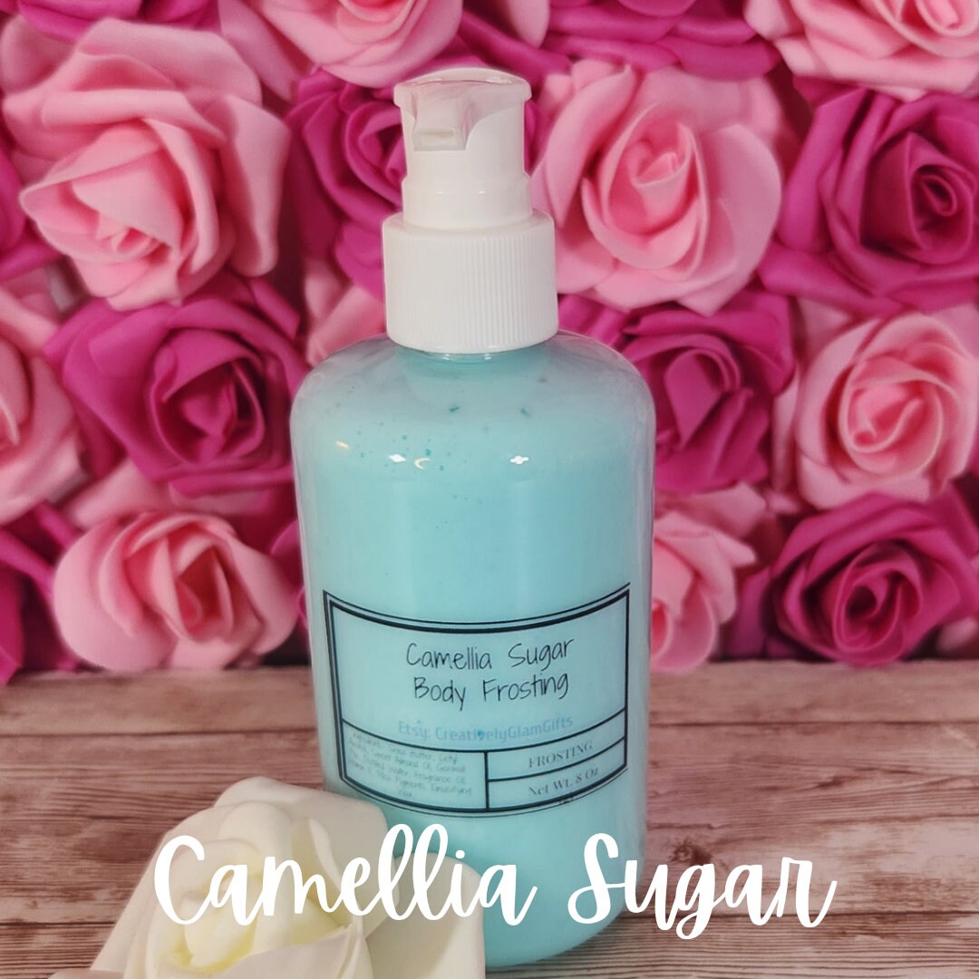 Camellia Sugar Whipped Shea Butter Moisturizer. Handmade Shea Butter Body Frosting. All Natural Hand and Body Lotion 8 oz - Glamorous Beauty & Boutique