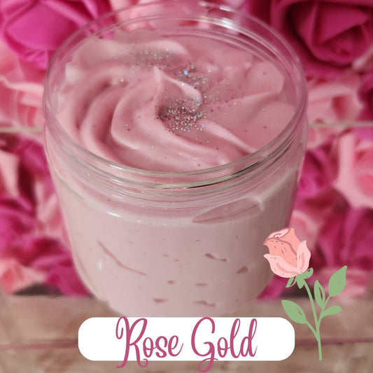 Rose Gold Whipped Body Butter. Handmade Shea & Mango Butter Body Frosting. All Natural Non Greasy Emulsified Body Butter - Glamorous Beauty & Boutique