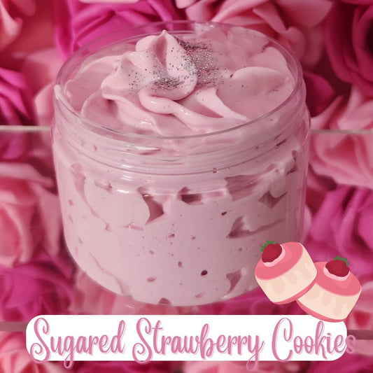 Sugared Strawberry Cookies Whipped Body Butter. Handmade Shea & Mango Butter Body Frosting. All Natural Non Greasy Emulsified Body Butter - Glamorous Beauty & Boutique