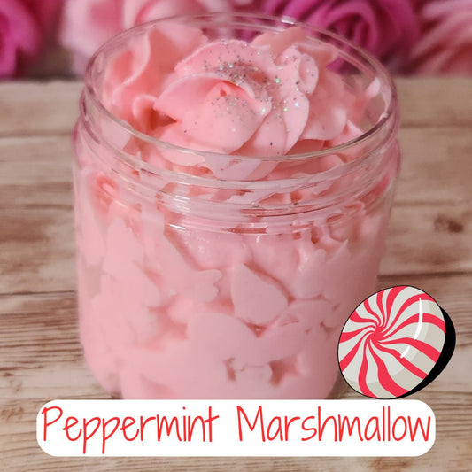 Peppermint Marshmallow Whipped Body Butter. Handmade Shea, Mango & Cocoa Butter Body Frosting. All Natural Non Greasy Emulsified Body Butter - Glamorous Beauty & Boutique