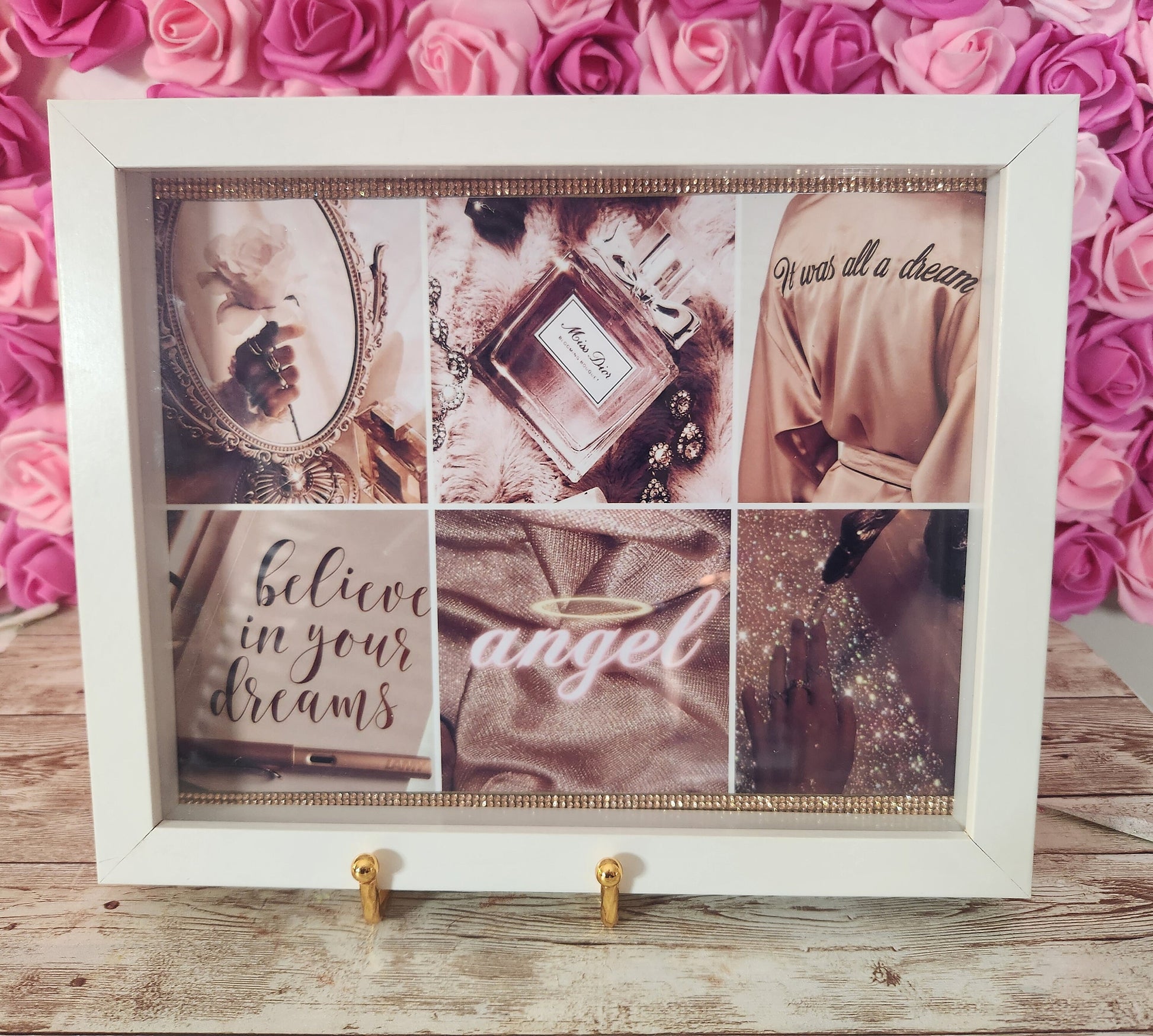 Rose Gold Collage Shadow Box. Glam Wall Decor. Glam Home Decor. Makeup Room Decor. Fashion & Beauty Decor - Glamorous Beauty & Boutique