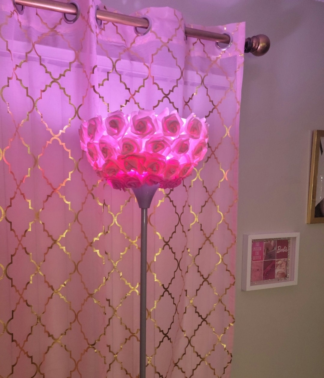 Light Pink, Pink & Dark Pink Rose Floor Lamp. Glam Home Decor. Rose Lamp. - Glamorous Beauty & Boutique