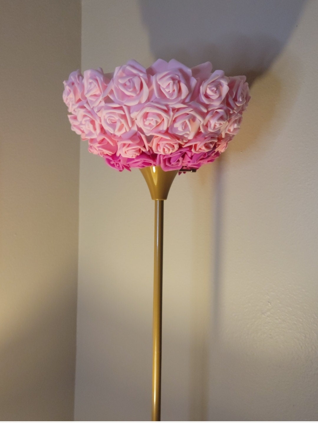 Light Pink, Pink & Dark Pink Rose Floor Lamp. Glam Home Decor. Rose Lamp. - Glamorous Beauty & Boutique