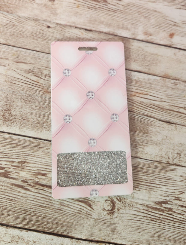 Vertical Badge Buddy for Medical Professionals, Gold Glitter with Pink Marble. Nurse Badge Buddy. Acrylic & Resin Glitter Badge Buddy - Glamorous Beauty & Boutique