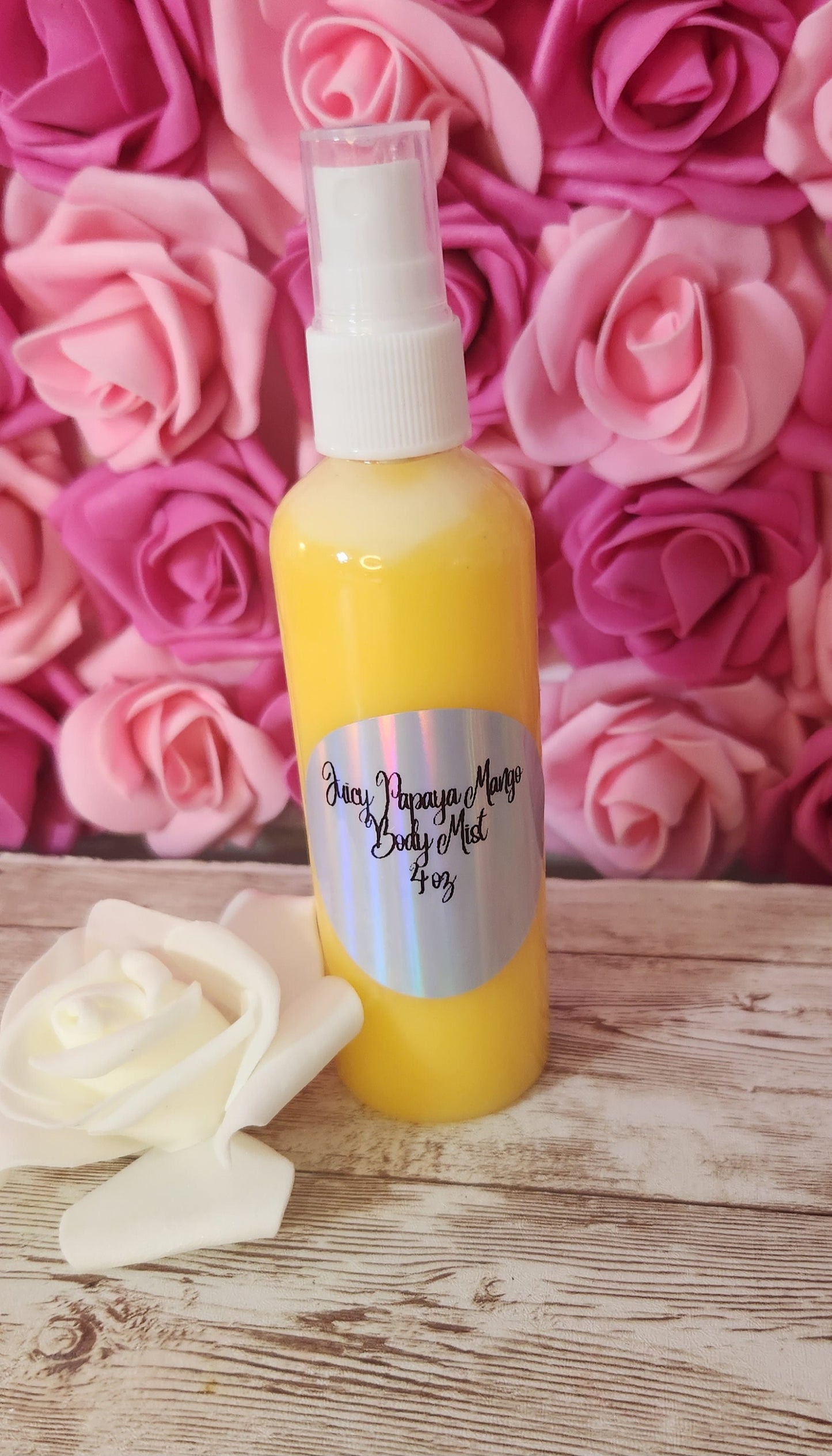 Juicy Papaya Mango Moisturizing Body & Hair Spray. 4 oz Handmade Alcohol Free Hair and Body Mist. Room Freshener, Pillow Spray - Glamorous Beauty & Boutique