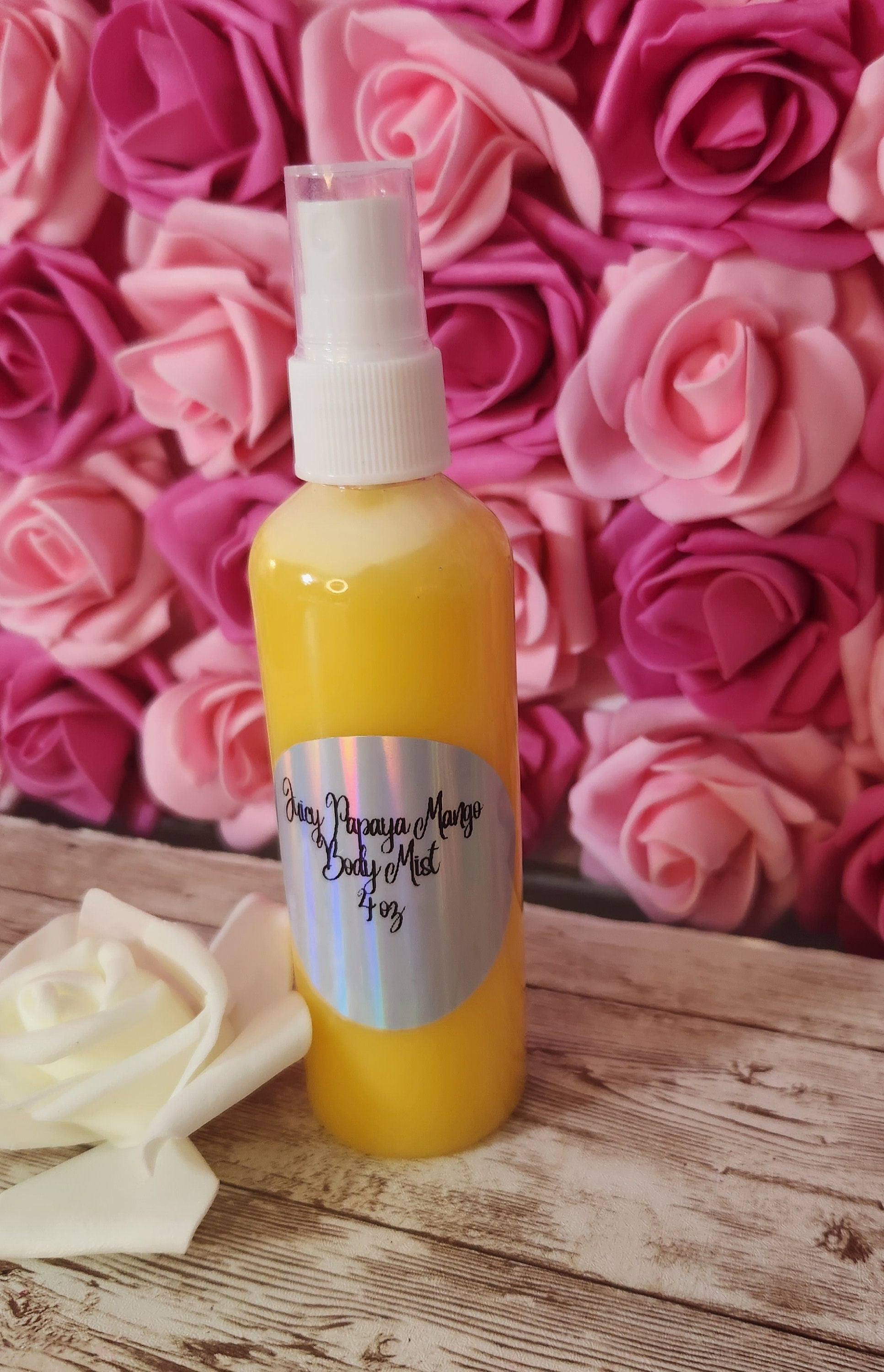 Juicy Papaya Mango Moisturizing Body & Hair Spray. 4 oz Handmade Alcohol Free Hair and Body Mist. Room Freshener, Pillow Spray - Glamorous Beauty & Boutique