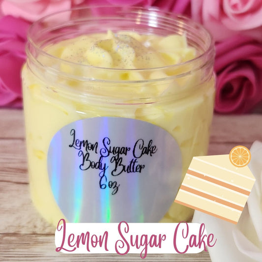 Lemon Sugar Cake Whipped Body Butter. Handmade Shea & Mango Butter Body Frosting. All Natural Non Greasy Emulsified Body Butter - Glamorous Beauty & Boutique