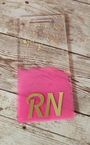 Vertical and Horizontal Badge Buddy for Medical Professionals, Barbie Pink and Gold Foil Nurse Badge Buddy. Resin Badge Buddy - Glamorous Beauty & Boutique