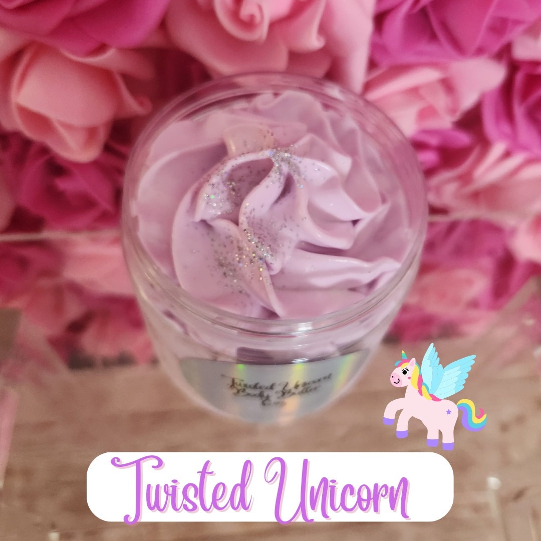 Twisted Unicorn Whipped Body Butter. Handmade Shea & Cocoa Butter Body Frosting. All Natural Non Greasy Emulsified Body Butter - Glamorous Beauty & Boutique