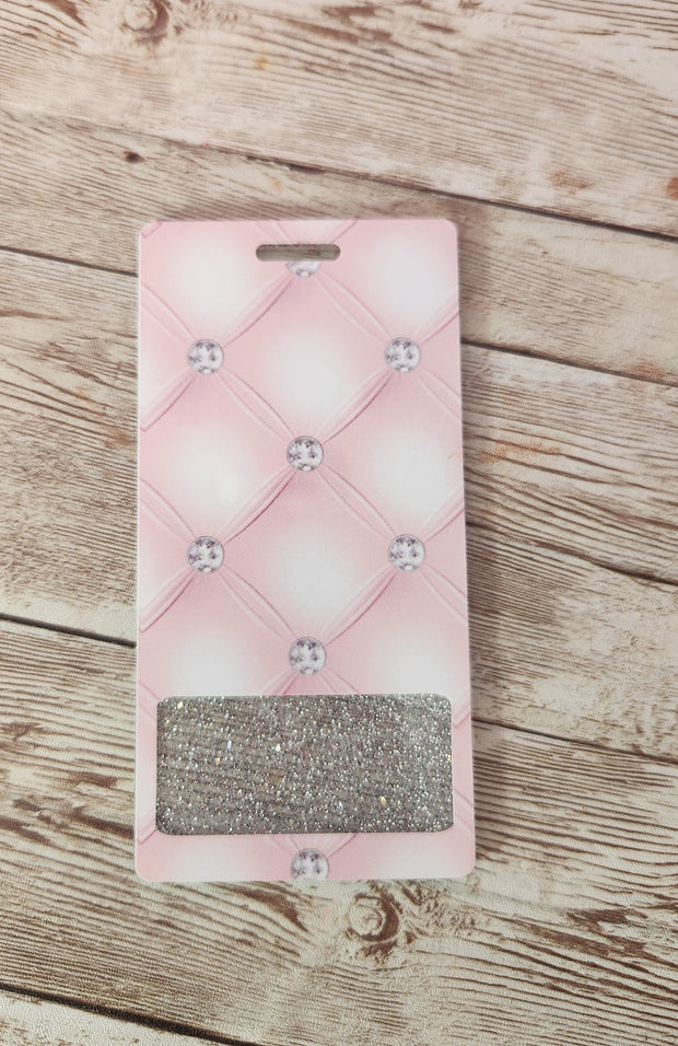 Vertical Badge Buddy for Medical Professionals, Gold Glitter with Pink Marble. Nurse Badge Buddy. Acrylic & Resin Glitter Badge Buddy - Glamorous Beauty & Boutique