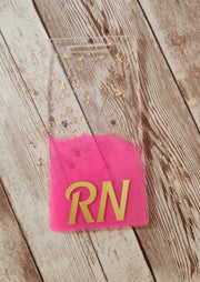 Vertical and Horizontal Badge Buddy for Medical Professionals, Barbie Pink and Gold Foil Nurse Badge Buddy. Resin Badge Buddy - Glamorous Beauty & Boutique