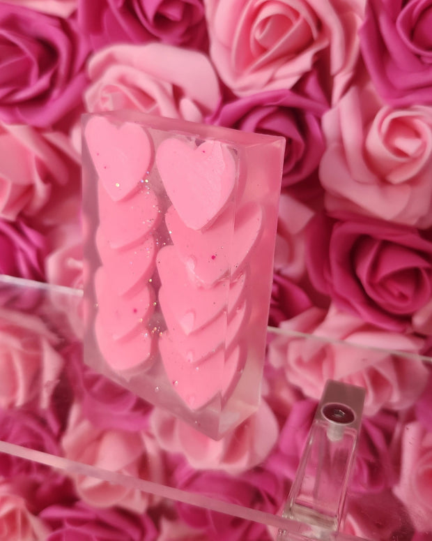 Loveberry Crush Handmade All Natural Goat Milk & Shea Butter Soap with Heart Embeds.Makeup Brush Cleaner. Cute Handcrafted Soap - Glamorous Beauty & Boutique