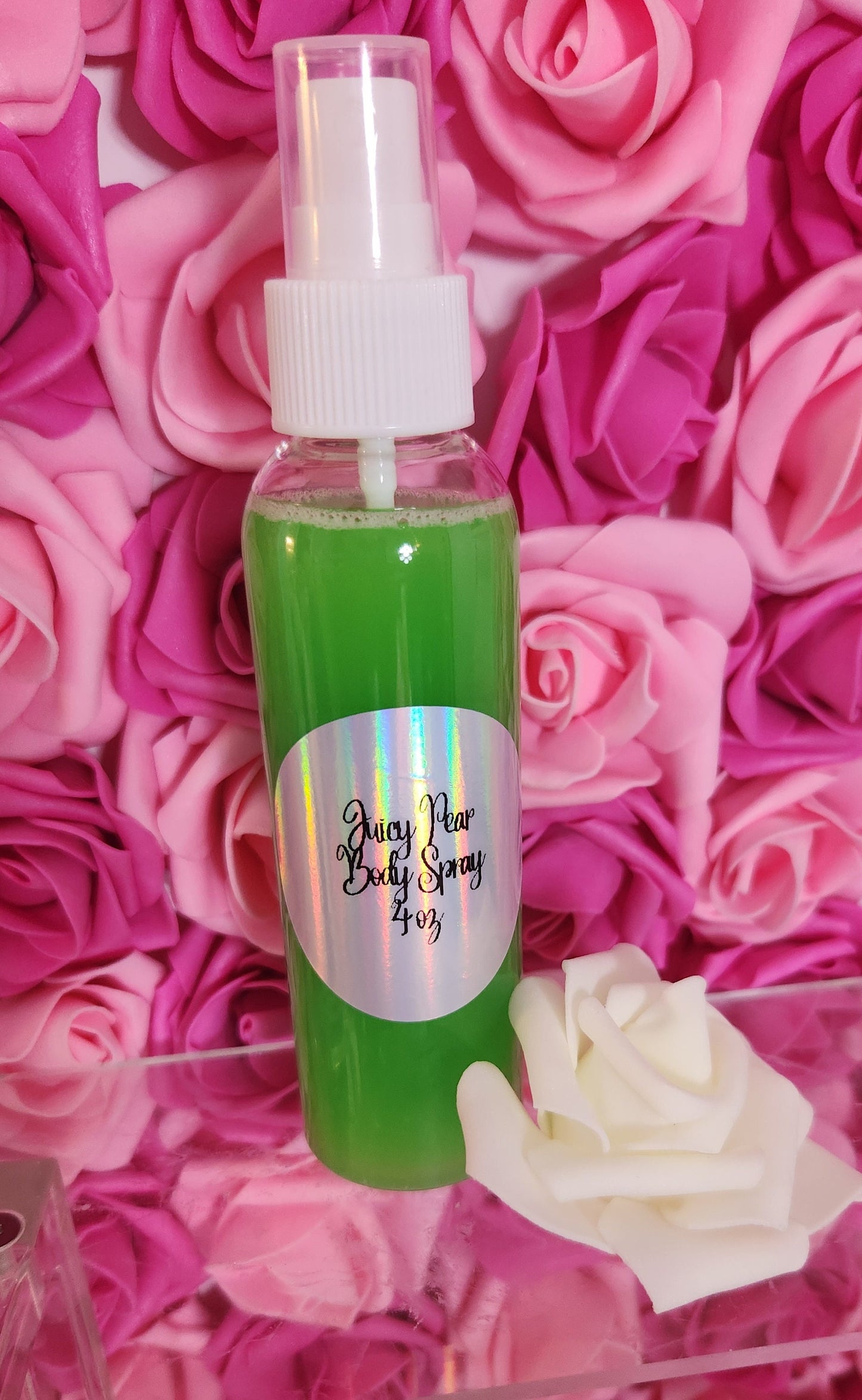 Juicy Pear Moisturizing Body & Hair Spray. 4 oz Handmade Alcohol Free Hair and Body Mist. Room Freshener, Pillow Spray - Glamorous Beauty & Boutique