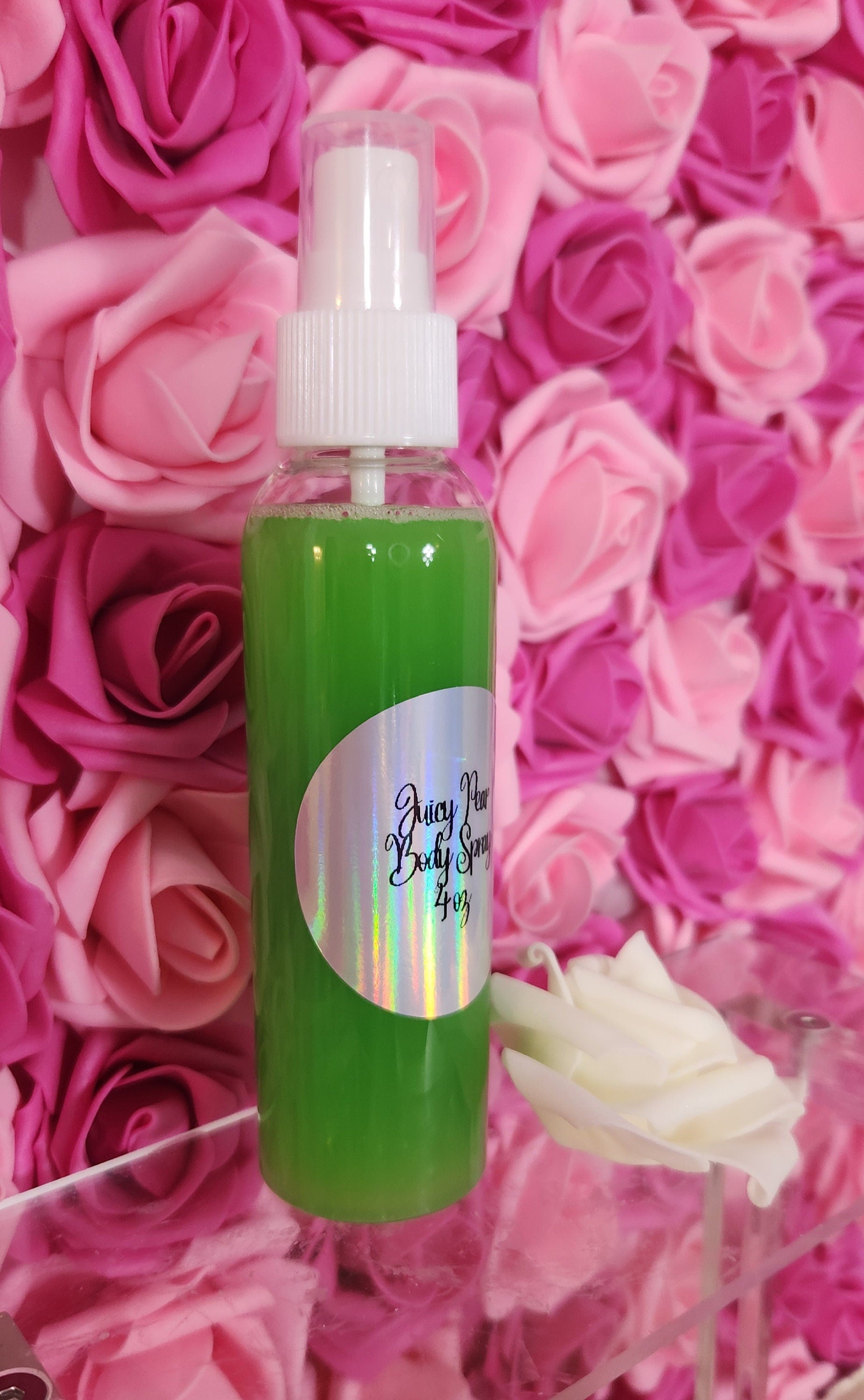 Juicy Pear Moisturizing Body & Hair Spray. 4 oz Handmade Alcohol Free Hair and Body Mist. Room Freshener, Pillow Spray - Glamorous Beauty & Boutique