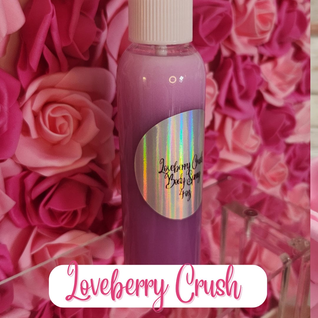 Loveberry Crush Moisturizing Body & Hair Spray. 4 oz Handmade Alcohol Free Hair and Body Mist - Glamorous Beauty & Boutique