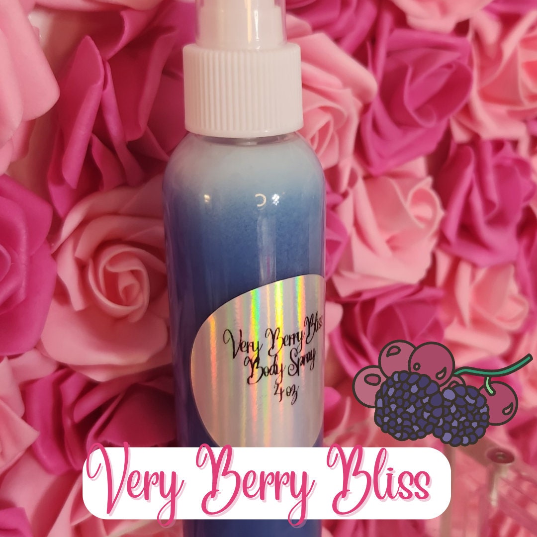 Very Berry Bliss Moisturizing Body & Hair Spray. 4 oz Handmade Alcohol Free Hair and Body Mist - Glamorous Beauty & Boutique