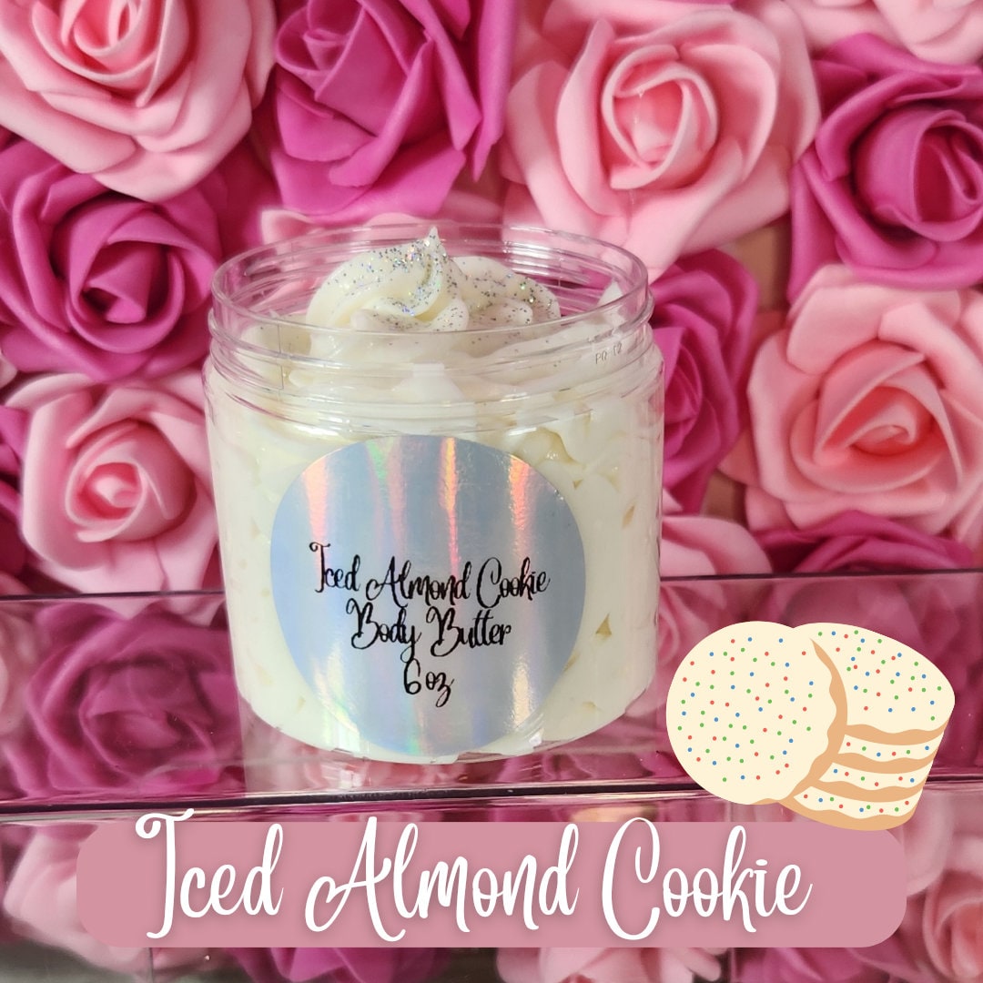 Iced Almond Cookie Whipped Body Butter. Handmade Shea, Cocoa & Mango Butter Body Frosting. All Natural Non Greasy Emulsified Body Butter - Glamorous Beauty & Boutique