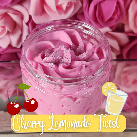 Cherry Lemonade Twist Whipped Body Butter. Handmade Shea, Cocoa & Mango Butter Body Frosting. All Natural Non Greasy Emulsified Body Butter - Glamorous Beauty & Boutique