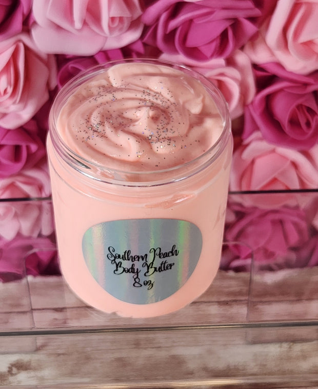 Southern Peach Whipped Body Butter. Handmade Shea & Mango Butter Body Frosting. All Natural Non Greasy Emulsified Body Butter - Glamorous Beauty & Boutique