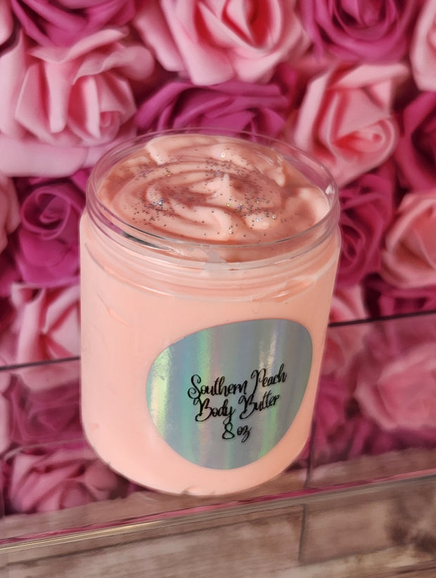 Southern Peach Whipped Body Butter. Handmade Shea & Mango Butter Body Frosting. All Natural Non Greasy Emulsified Body Butter - Glamorous Beauty & Boutique