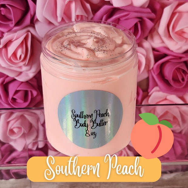 Southern Peach Whipped Body Butter. Handmade Shea & Mango Butter Body Frosting. All Natural Non Greasy Emulsified Body Butter - Glamorous Beauty & Boutique